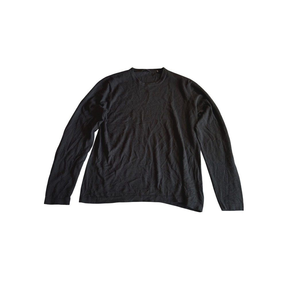 Patrick Assaraf Mens Black 100% Cashmere Crewneck Sweater Large Pullover Luxury